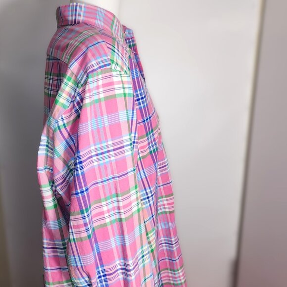 Polo Ralph Lauren Plaid Shirt Mens XXL Pink Green Button Up Classic Blue Label - Picture 5 of 13